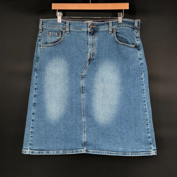 Vintage Levi Strauss Signature Women's Knee Length Denim Skirt 16 Blue 2003 Y2k - Picture 1 of 9